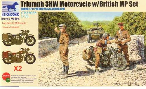 Bronco Models 1:35 Triumph 3HW Motorcycle with MP Figure Set