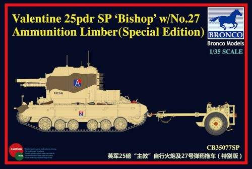 Bronco Models 1:35 Valentine SPG 'Bishop' with No.27 Ammunition Limber