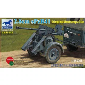   Bronco Models 1:35 2.8cm sPzb41 On Larger Steel-Wheeled carriage w/Traile