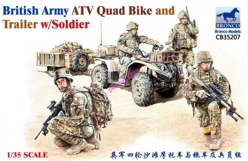Bronco Model 1:35 British Army ATV Quad Bike and Trailer w/Soldier