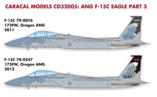 Caracal Models - Nemzeti gárda F-15C 1:32 méretarányú matrica CD32005