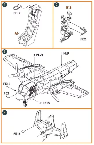 Clear Prop Accessories 1:144 OV-1 A/JOV-1A Mohawk PE parts and painting mask for CP kits
