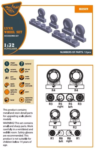 Clear Prop Accessories 1:32 Lynx wheel set for Revell kits