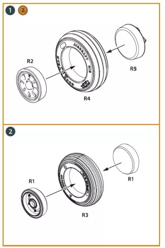 Clear Prop Accessories 1:48 AMX Ghibli wheel set for Kinetic, HobbyBoss kits