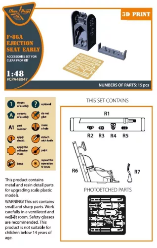 Clear Prop Accessories 1:48 F-86A Ejection seat early for CP kits