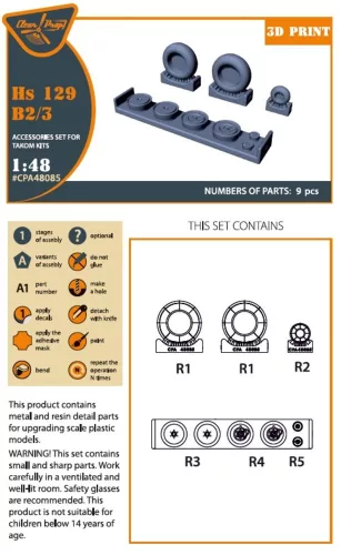 Clear Prop Accessories 1:48 Hs 129B2/3 Wheels set (weighted) for Takom kit