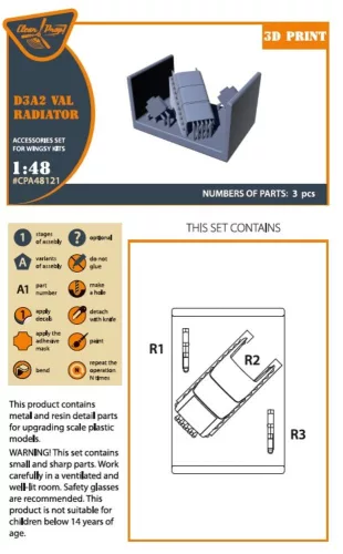 Clear Prop Accessories 1:48 D3A2 VAL radiator set for Wingsy Kits