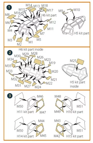 Clear Prop Accessories 1:72 Mosquito B.XVI/PRXVI double-sided painting mask for Airfix kit