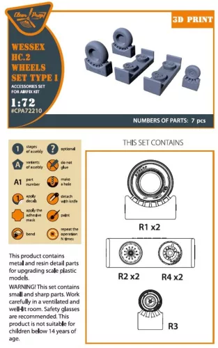 Clear Prop Accessories 1:72 Wessex HC.2 Wheel set type 1 for Airfix kit