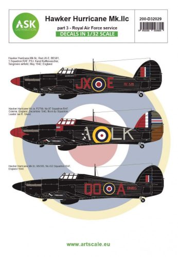 ASK decal 1:32 Hawker Hurricane Mk.IA / Mk.IIC part 3 - Royal Air Force service