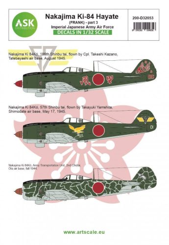 ASK decal 1:32 Nakajima Ki-84 Hayate (Frank) part 3 - Imperial Japanese Army Air Force