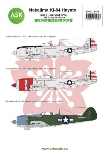 ASK decal 1:32 Nakajima Ki-84 Hayate (Frank) part 8 - Captured by US Army Air Force