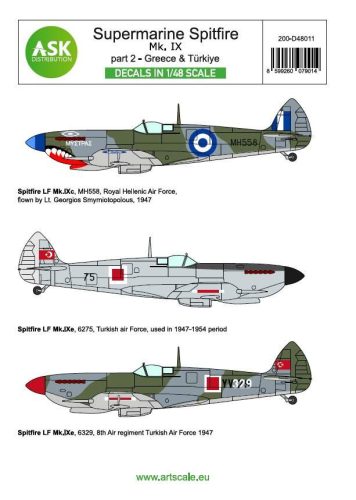 ASK decal 1:48 Spitfire Mk.IXc and Mk.IXe part 2 - Greece, Türkiye (limited edition)