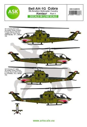 ASK decal 1:48 Bell AH-1G Cobra ”Kentaur” 3th Aviation helicopter cavalry part 1