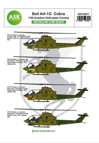 ASK decal 1:48 Bell AH-1G Cobra 11th Aviation Helicopter Cavalery part 3