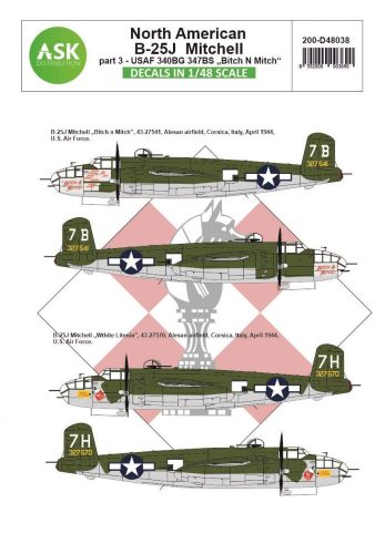 ASK decal 1:48 B-25J Mitchell part 3 - US Air Force ”Bitch N Mitch” Mediterranean riders