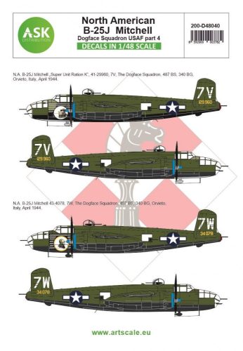 ASK decal 1:48 B-25J Mitchell part 4 - US Dogface Sq. ”Super Unit Ration K”, Mediterranean a.