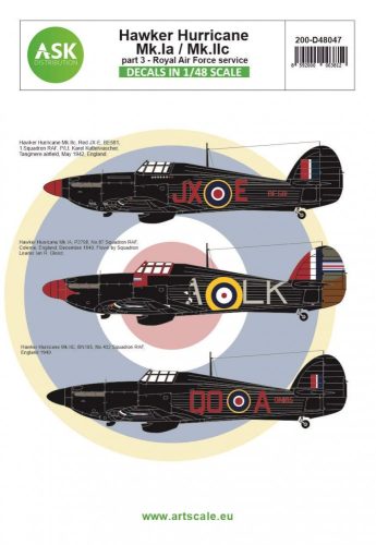 ASK decal 1:48 Hawker Hurricane Mk.IA / Mk.IIC part 3 - Royal Air Force service