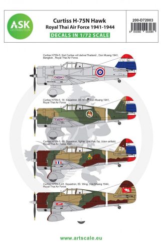 ASK decal 1:72 Curtiss H-75N Hawk Royal Thai Air Force 1941-1944