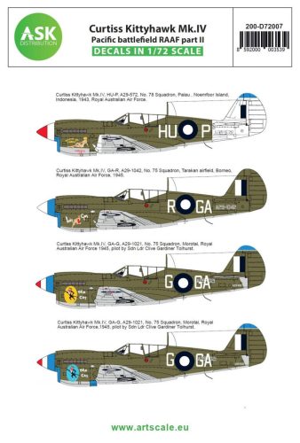 ASK decal 1:72 Curtiss Kittyhawk Mk.IV Pacific battlefield RAAF part II