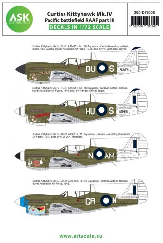 ASK decal 1:72 Curtiss Kittyhawk Mk.IV Pacific battlefield RAAF part III