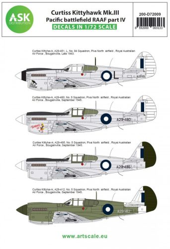 ASK decal 1:72 Curtiss Kittyhawk Mk.III Pacific battlefield RAAF part IV