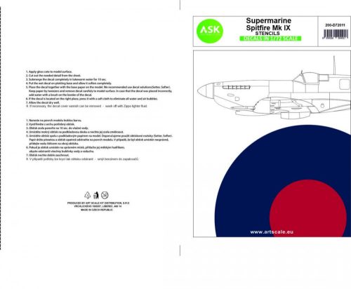 ASK decal 1:72 Spitfire Mk.IXc and Mk.IX - STENCILS