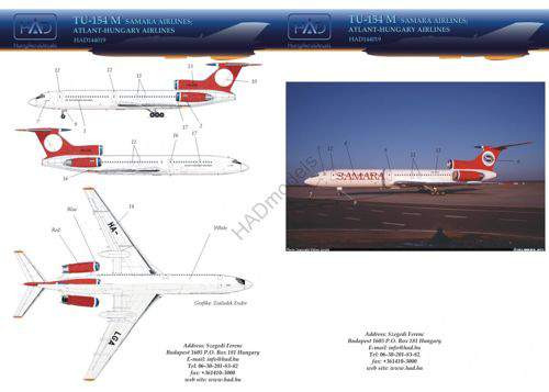 HADModels - 1:144 Tu-154 M Samara Airlines matrica