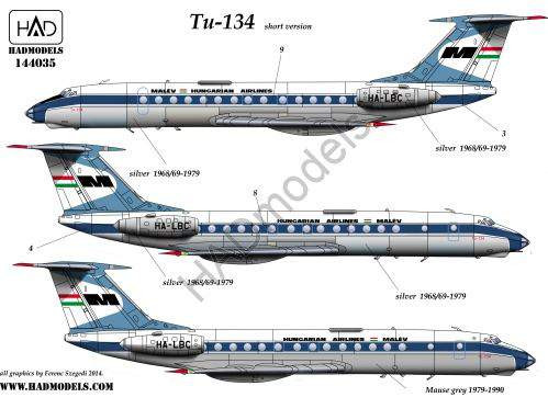HADModels - 1:144 Tu-134 / A / A-3 Malév matrica