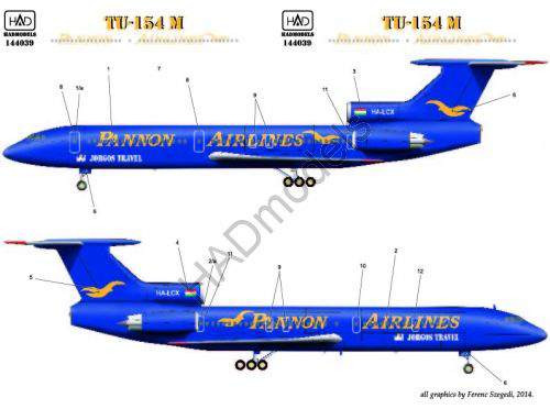 HADModels - 1:144 Tu-154 M Pannon Airlines matrica