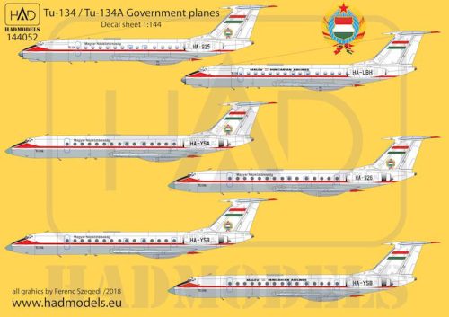 HADModels 1:144 Tu-134 / Tu-134A kormánygépek matrica