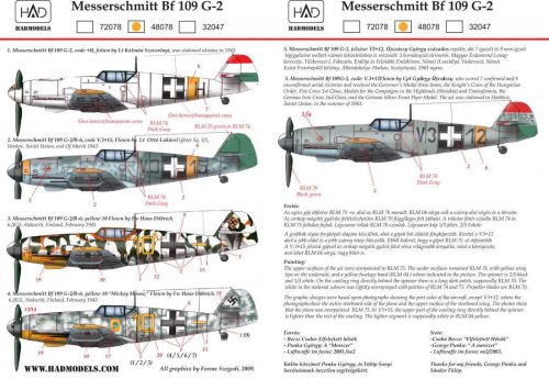 HADModels 1:48 Messerschmitt Bf 109 G-2 decal sheet