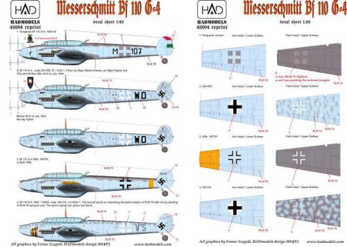 HADModels 1:48 Messerschmitt Bf 110 G-4 (HU M-107, + 3 Luftwaffe)