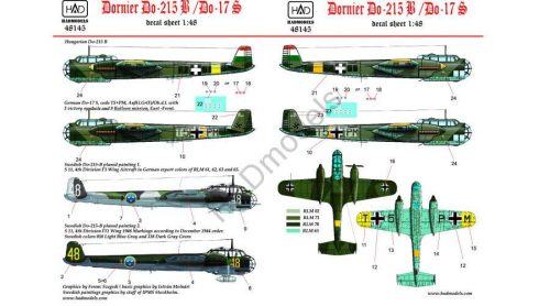 HADModels - 1:48 Dornier Do 215B-4 / Do 17S ( Hungarian, Swedish, German)