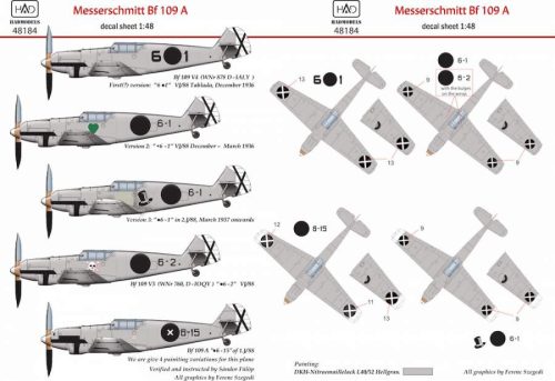 HADModels - 1:48 Messerschmitt Bf-109A ( V3 6.1, .6-1, .6-2, .6,-15)