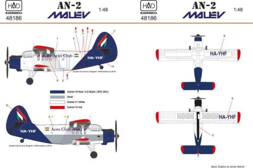 HADModels 1:48 An-2 MALÉV new painting decal sheet
