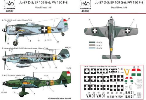 HADModels 1:48 FW 190 F-8 Bf 109 G-6 Ju-87 D-5 (V8+31, B6+31 Évi, W+526)