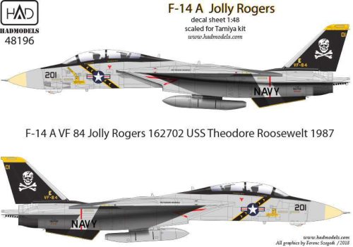 HADModels 1:48 F-14A 201 VF-84 Jolly Rogers decal sheet