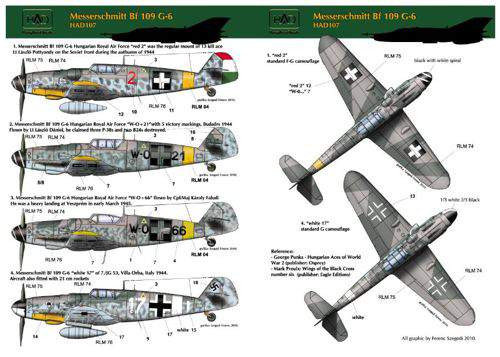 HADModels - 1:72 Bf 109 G-6 (Hun W0+2, W0+66, red 2, Luftwaffe white 17