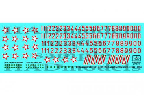 HADModels 1:72 Hungarian national insignias and numbers for MiG types 1951-1998