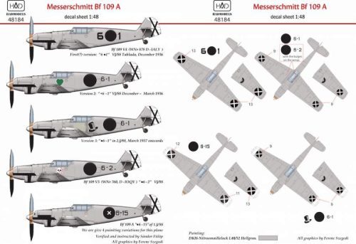 HADModels - 1:72 Messerschmitt Bf-109-A (V3 6.1, .6-1, .6-2, .6,-15)