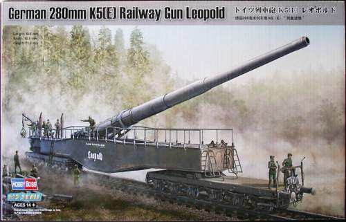 Hobbyboss 1:72 German 280mm K5(E) Railway Gun Leopold 82903 vasúti löveg 