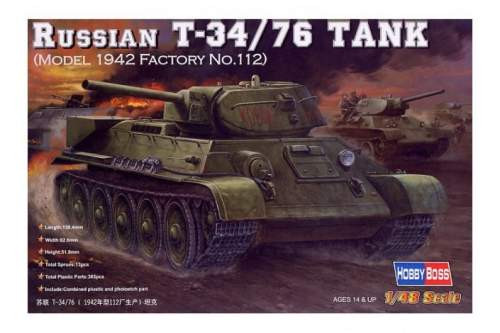 Hobbyboss 1:48 Russian T-34:76 Tank 84806 harcjármű makett