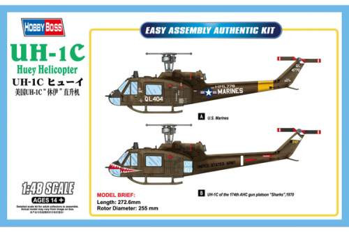 Hobbyboss 1:48 UH-1C Huey Helicopter 85803 helikopter makett