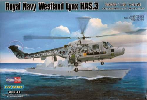 Hobbyboss 1:72 Royal Navy Westland Lynx HAS.3 87237 helikopter makett
