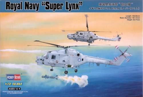 Hobbyboss 1:72 Royal Navy Super Lynx 87238 helikopter makett