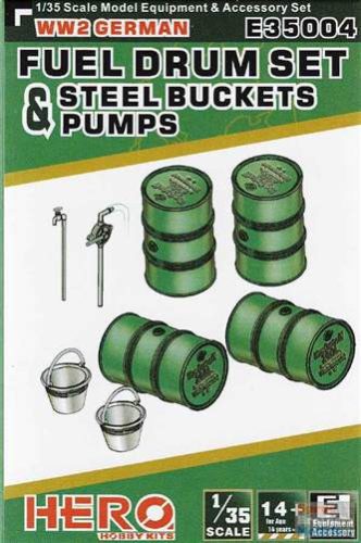 Hero Hobby 1:35 WWII German fuel drum set (pimp pipes, steel buckets)