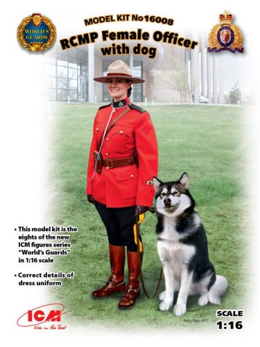 ICM 1:16 RCMP Female Officer with dog figura makett