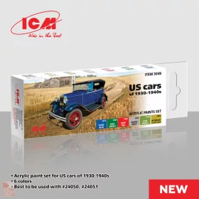 ICM Acrylic paint set for US cars of 1930-1940s 6 x 12 ml