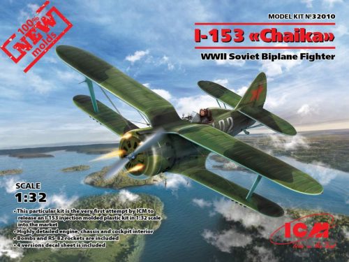 ICM 1:32 Polikarpov I-153 WWII Soviet Biplane Fighter repülő makett